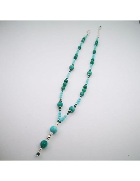 Collar de Amazonitas Variadas, Esmeralda y Cristal Swarosky