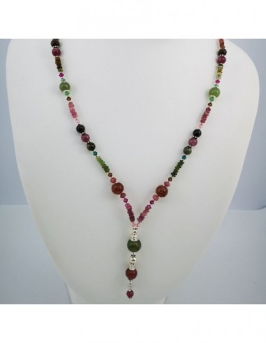 Multicolor Tourmaline, Ruby, and Swarovski Crystal Necklace