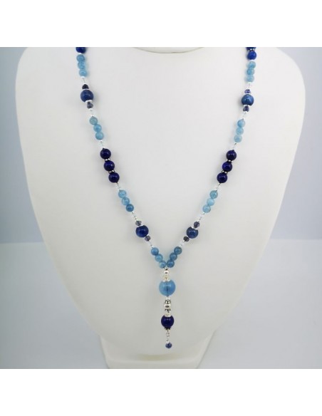 Collar de Aguamarina, Cianita, Lapislázuli, Iolita y Cristal Swarosky