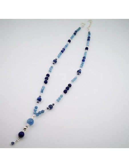 Collar de Aguamarina, Cianita, Lapislázuli, Iolita y Cristal Swarosky