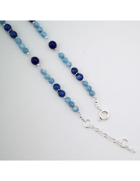 Collar de Aguamarina, Cianita, Lapislázuli, Iolita y Cristal Swarosky