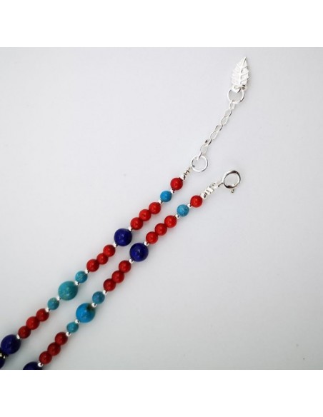 Collar de Turquesa, Coral Bambú y Lapislázuli