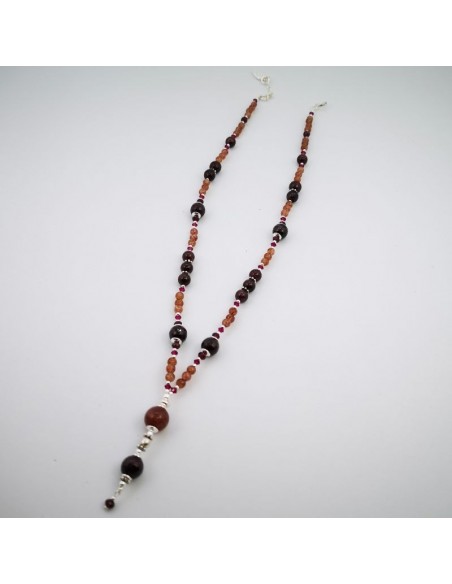 Collar de Granate, Cuarzo Fresa y Cristal Swarosky