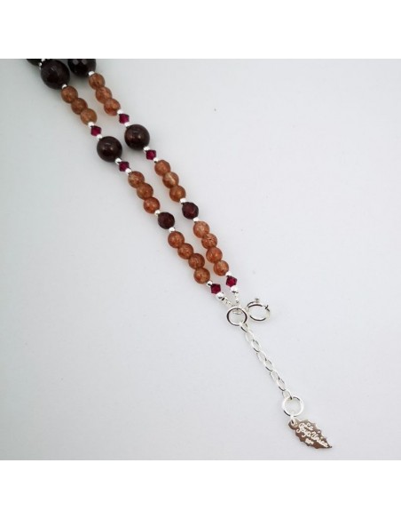 Collar de Granate, Cuarzo Fresa y Cristal Swarosky