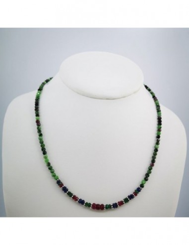 Ruby Zoisite, Emerald, Sapphire, and Ruby Necklace