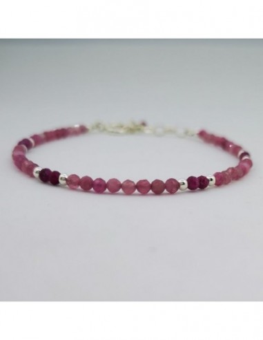 Pulsera de Turmalina Rosa y Rubí