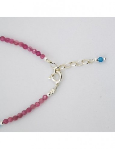 Pulsera de Turmalina Rosa y Apatito Azul