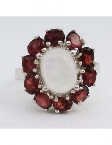 Moonstone and Garnet Ring