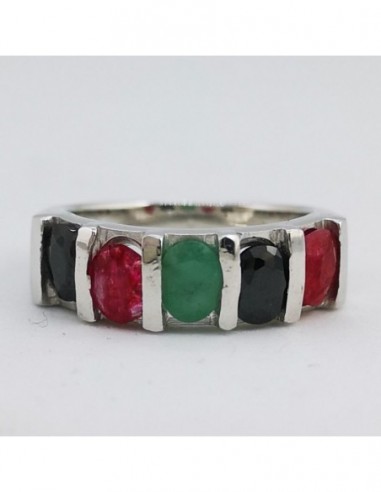 Emerald, Ruby, and Spinel Ring