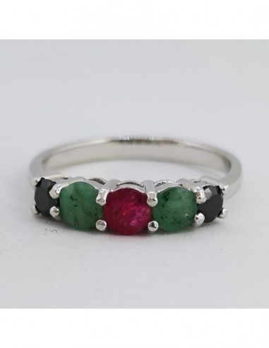 Emerald, Ruby, and Spinel Ring