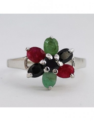 Emerald, Ruby, and Spinel Ring