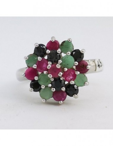 Emerald, Ruby, and Spinel Ring