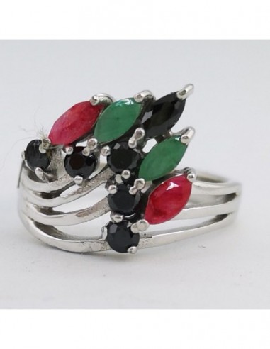 Emerald, Ruby, and Spinel Ring