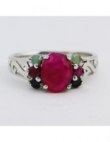 Emerald, Ruby, and Spinel Ring