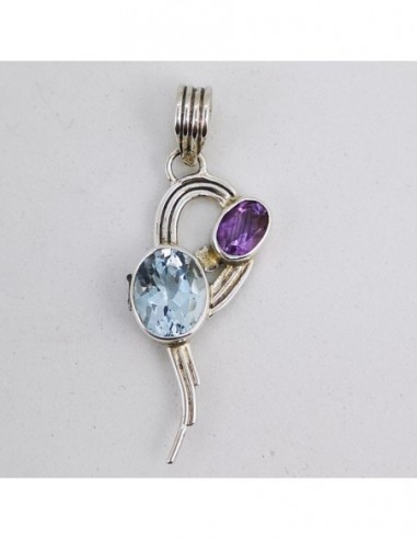 Blue Topaz and Amethyst Pendant