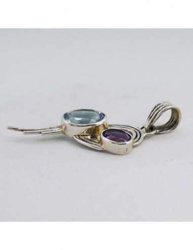 Colgante de Topacio Azul y Amatista