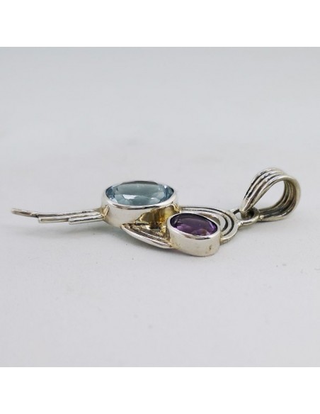 Colgante de Topacio Azul y Amatista