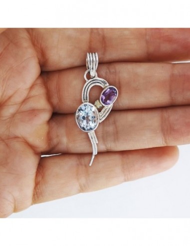 Colgante de Topacio Azul y Amatista