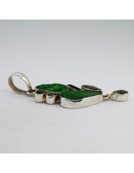 Colgante de Granate Verde (Uvarovita), Amatista Verde, Turmalina Verde y Peridoto