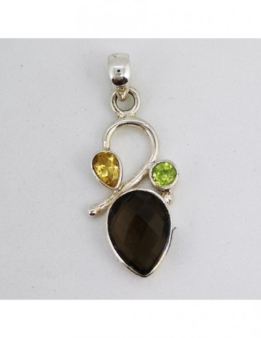 Smoky Quartz, Peridot, and Citrine Quartz Pendant