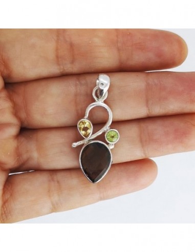 Colgante de Cuarzo Ahumado, Peridoto...