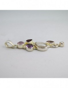 Colgante de Cuarzo Rosa, Granate, Amatista y Perla 2
