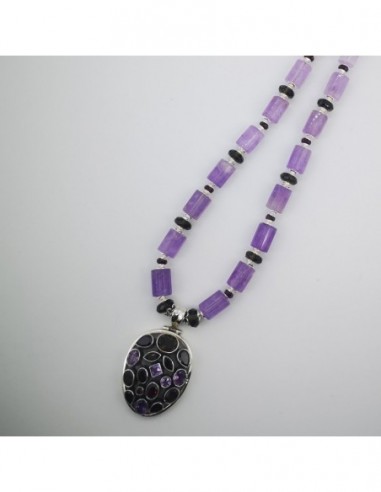 Collar de Amatista, Granate y Cuarzo...