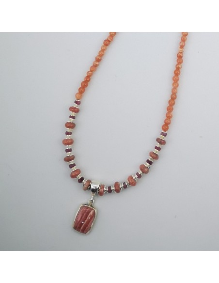Rhodonite and Pink Tourmaline Necklace