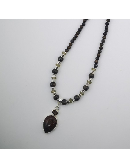 Collar de Broncita y Cuarzo Ahumado