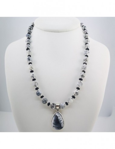 Dendritic Agate and Onyx Necklace