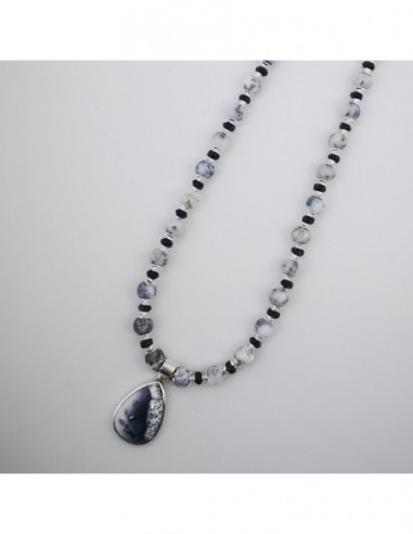 Dendritic Agate and Onyx Necklace