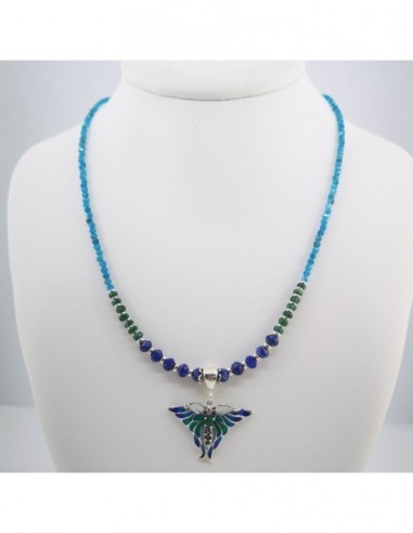 Blue Apatite, Emerald, and Lapis Lazuli Necklace