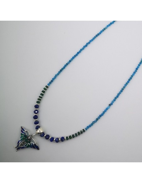 Collar de Apatito Azul, Esmeralda y Lapislázuli