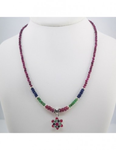 Ruby, Emerald, and Sapphire Necklace