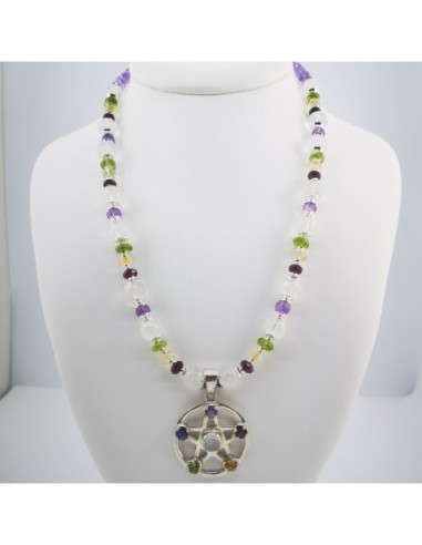 Moonstone, Garnet, Peridot, Amethyst, and Citrine Quartz Necklace