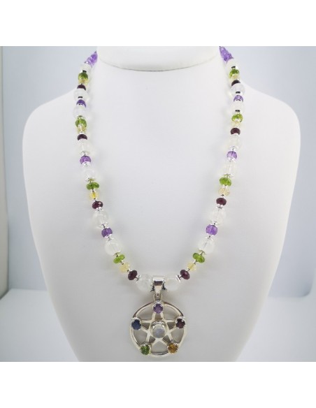 Collar de Piedra de Luna, Granate, Peridoto, Amatista y Cuarzo Citrino