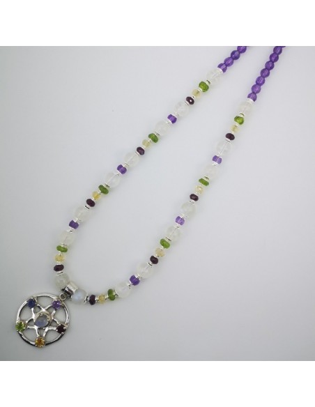 Collar de Piedra de Luna, Granate, Peridoto, Amatista y Cuarzo Citrino