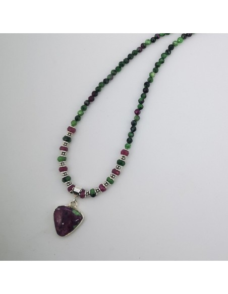 Collar con Colgante de Rubí y Zoisita Rubí