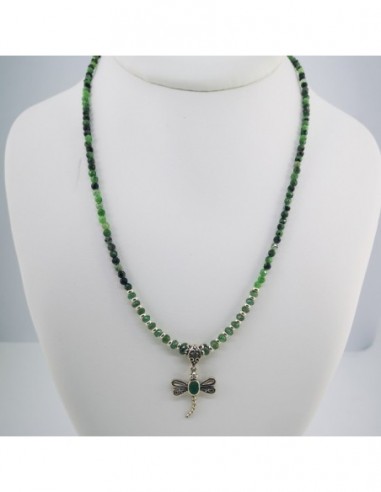 Emerald and Ruby Zoisite Pendant Necklace