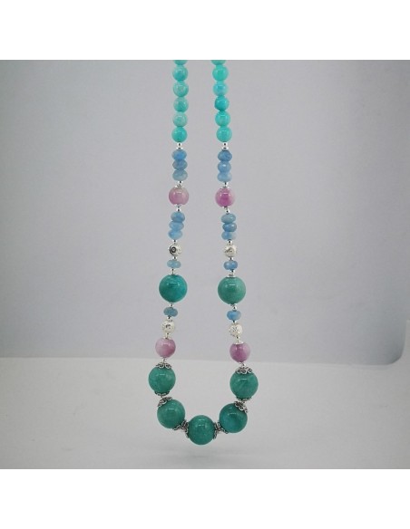 Collar de Amazonita, Aguamarina y Kuncita