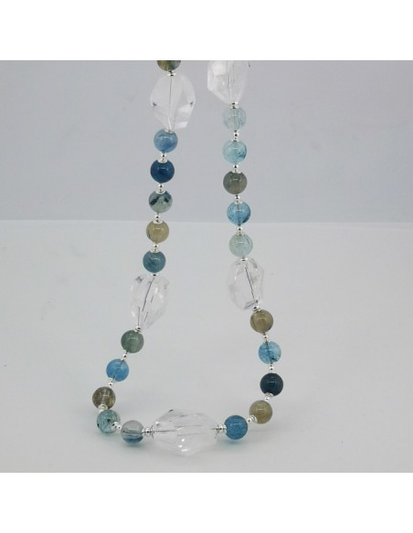 Collar de Cuarzo Rutilado Azul, Aguamarina y Cristal de Roca