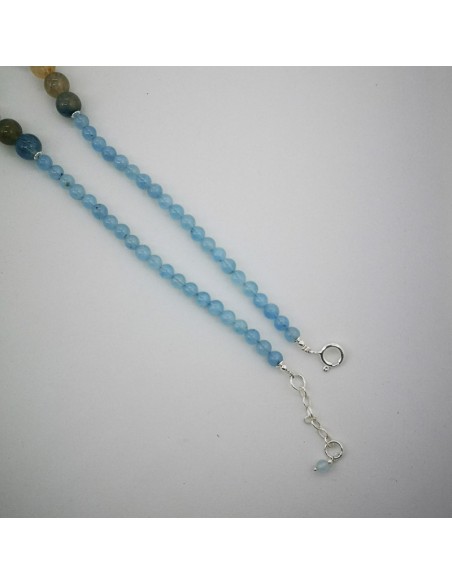 Collar de Cuarzo Rutilado Azul, Aguamarina y Cristal de Roca