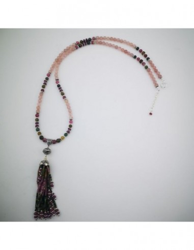 Rose Quartz, Multicolor Tourmaline, and Ruby Necklace