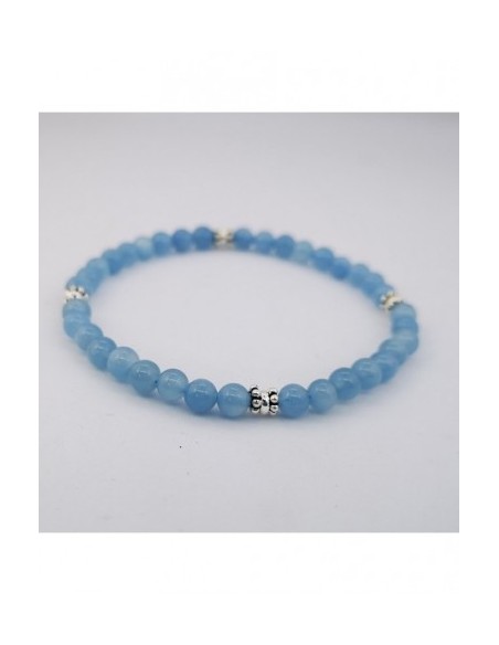 Pulsera Elástica de Gemas, Adornos de Plata y Bola Pequeña