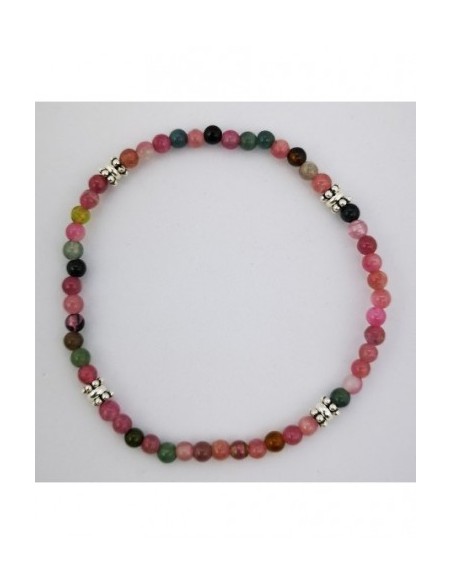 Pulsera Elástica de Gemas, Adornos de Plata y Bola Pequeña