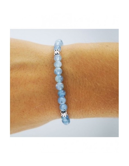 Pulsera Elástica de Gemas, Adornos de Plata y Bola Pequeña