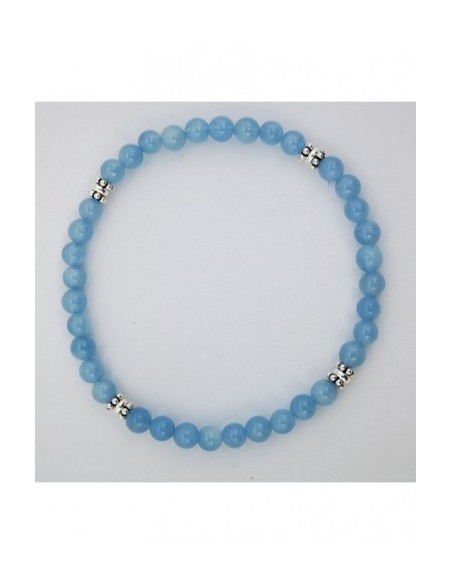 Pulsera Elástica de Gemas, Adornos de Plata y Bola Pequeña