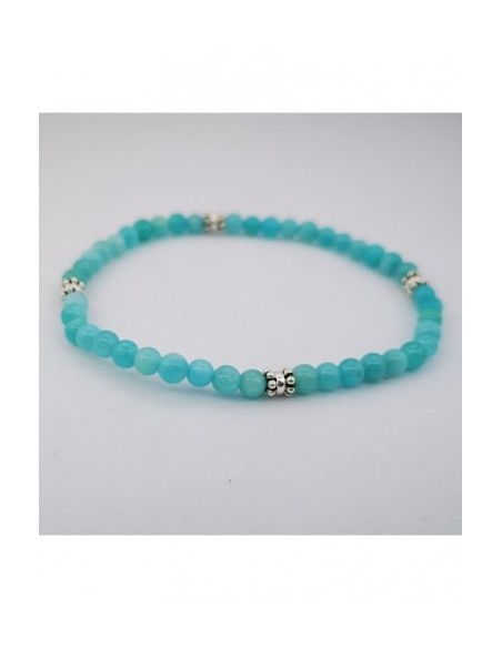 Pulsera Elástica de Gemas, Adornos de Plata y Bola Pequeña