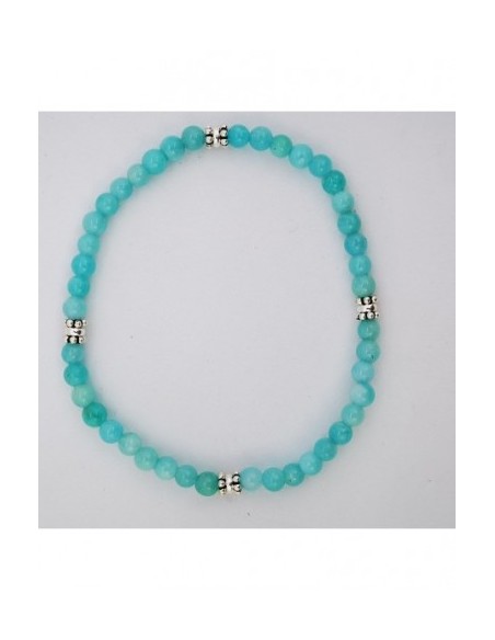 Pulsera Elástica de Gemas, Adornos de Plata y Bola Pequeña