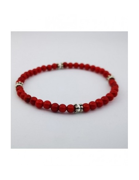 Pulsera Elástica de Gemas, Adornos de Plata y Bola Pequeña